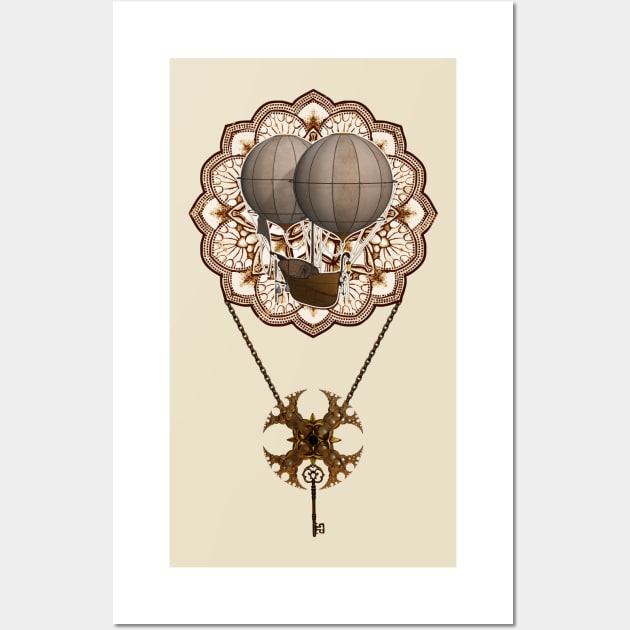 STEAMPUNK Vintage Time Travel Airship Mandala 1 Wall Art by EDDArt